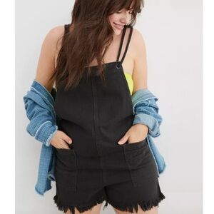 Aerie double strap gray shortalls